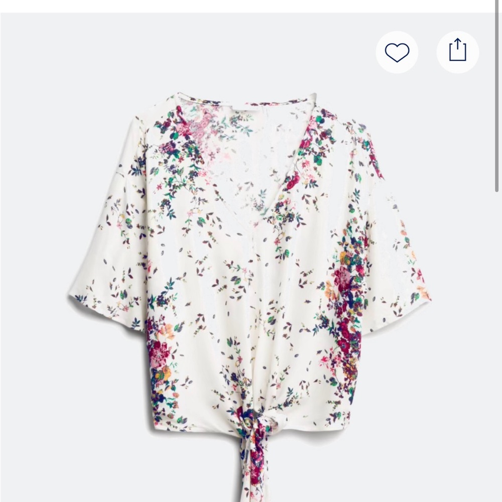 Floral V-Neck Tie-Front Blouse